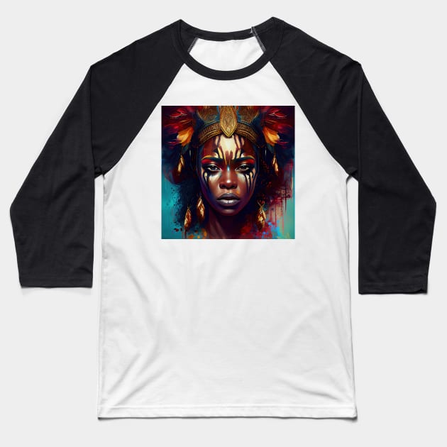 Powerful African Warrior Woman #3 Baseball T-Shirt by Chromatic Fusion Studio